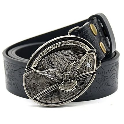 Stylish Embossed Cowboy Waist Belt with Adjustable Buckle