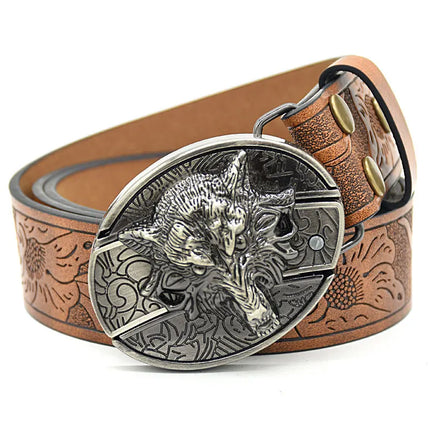 Stylish Embossed Cowboy Waist Belt with Adjustable Buckle