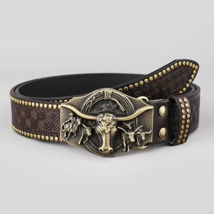 Vintage Western Cowboy PU Leather Belt