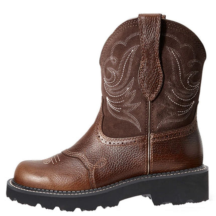 Unisex Embroidered Western PU Leather Boots