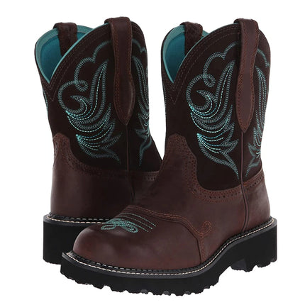 Unisex Embroidered Western PU Leather Boots