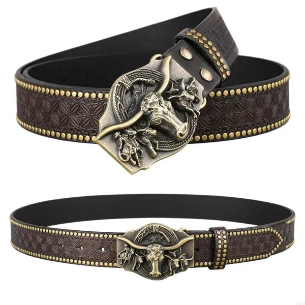 Vintage Western Cowboy PU Leather Belt – WildTeex display picture 1