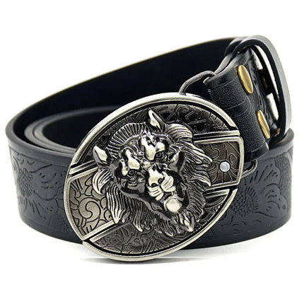 Stylish Embossed Cowboy Waist Belt with Adjustable Buckle