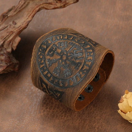 Classic Multifunctional Wide Leather Sleeve Bracelet