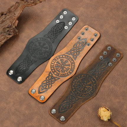 Classic Multifunctional Wide Leather Sleeve Bracelet