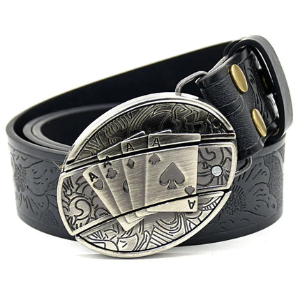 Stylish Embossed Cowboy Waist Belt with Adjustable Buckle