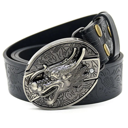 Stylish Embossed Cowboy Waist Belt with Adjustable Buckle