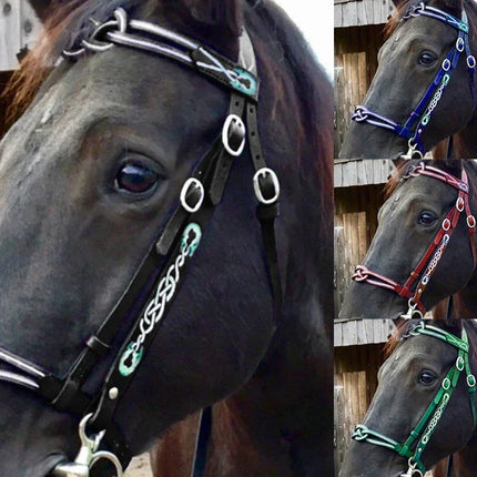 Ergonomic PU Leather Horse Halter & Lead Rope Set