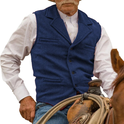 Vintage Red Tweed Wool Vest for Men