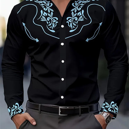 3D Vintage Print Cowboy Style Men's Shirt