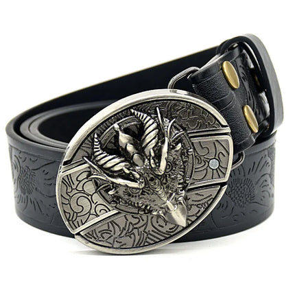 Stylish Embossed Cowboy Waist Belt with Adjustable Buckle