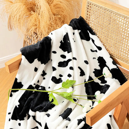 Cozy Cow Print Fuzzy Throw Blanket for Chair, Sofa, and Bed