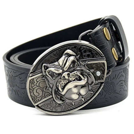 Stylish Embossed Cowboy Waist Belt with Adjustable Buckle