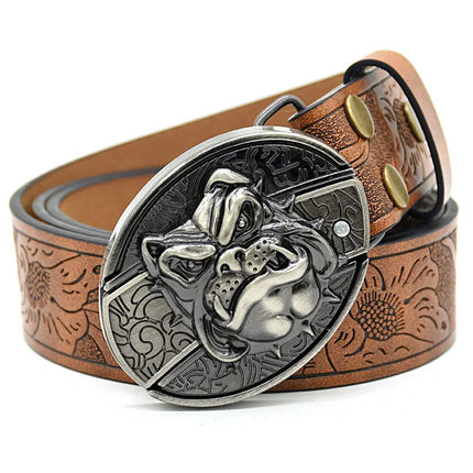 Stylish Embossed Cowboy Waist Belt with Adjustable Buckle