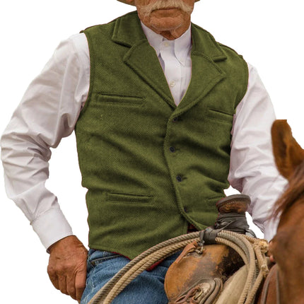 Vintage Red Tweed Wool Vest for Men