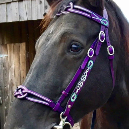 Ergonomic PU Leather Horse Halter & Lead Rope Set