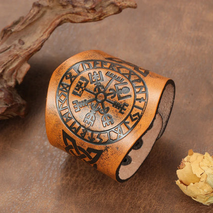 Classic Multifunctional Wide Leather Sleeve Bracelet