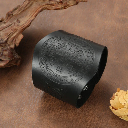 Classic Multifunctional Wide Leather Sleeve Bracelet