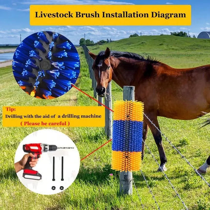 Multi-Purpose Body Brush for Cattle, Horses, and Dairy Cows