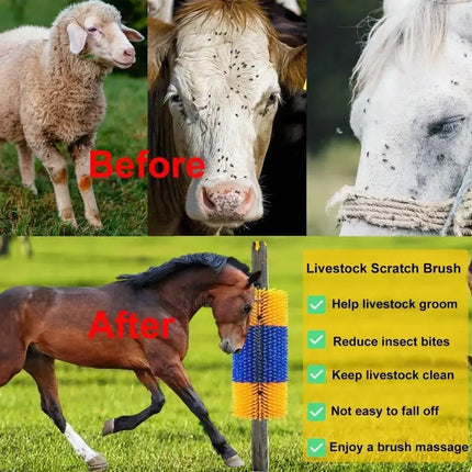 Multi-Purpose Body Brush for Cattle, Horses, and Dairy Cows