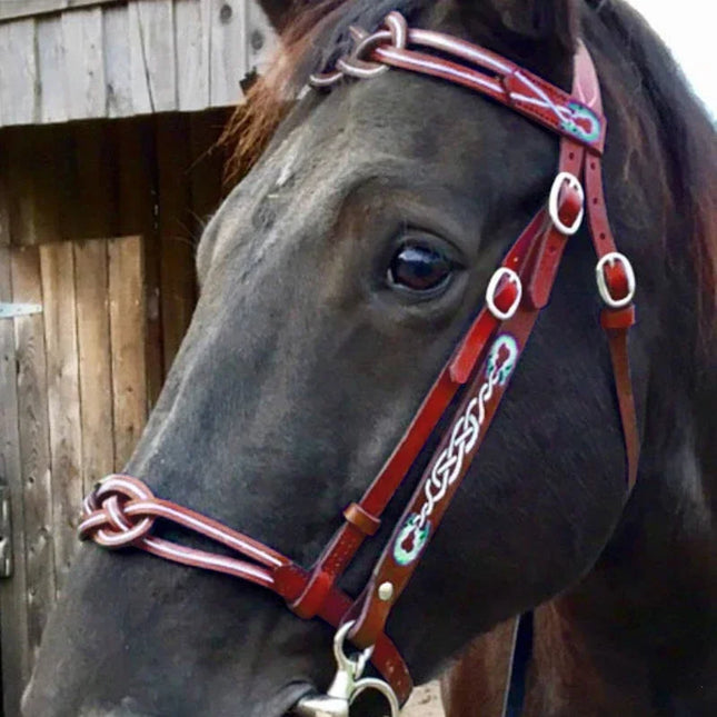 Ergonomic PU Leather Horse Halter & Lead Rope Set